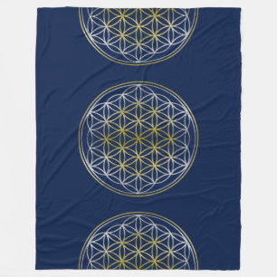 Flower of Life / Blume des Lebens - gold silver Fleece Blanket