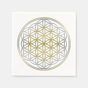 Flower of Life / Blume des Lebens - gold silver Napkin