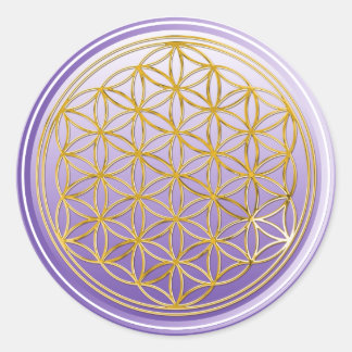 Flower Of Life / Blume des Lebens - GOLD violet Classic Round Sticker