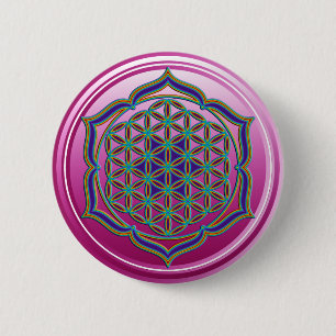 Flower Of Life / Blume des Lebens - Lotus Contour 2 Inch Round Button