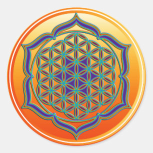 Flower Of Life / Blume des Lebens - Lotus Contour Classic Round Sticker