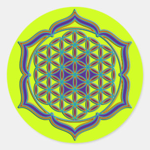Flower Of Life / Blume des Lebens - Lotus Contour Classic Round Sticker