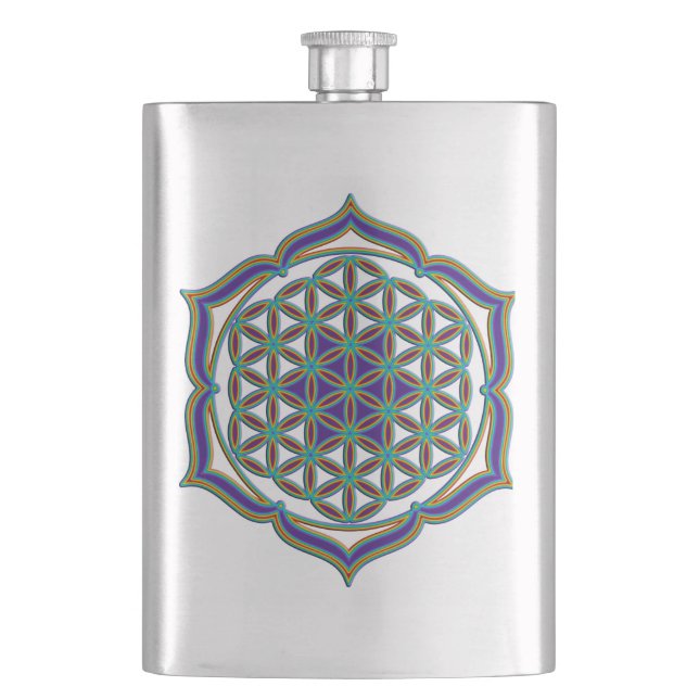 Flower Of Life / Blume des Lebens - Lotus Contour Hip Flask (Front)