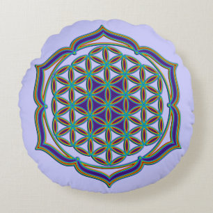 Flower Of Life / Blume des Lebens - Lotus Contour Round Pillow