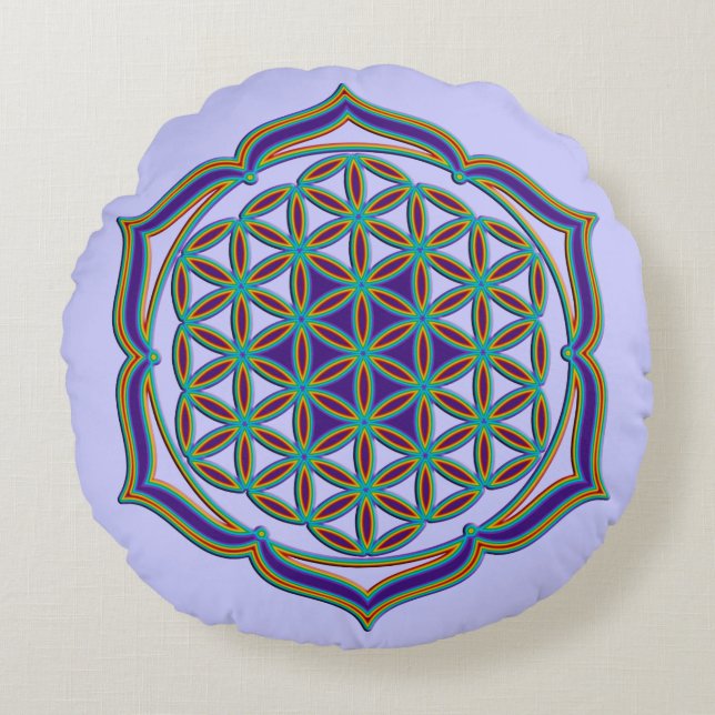 Flower Of Life / Blume des Lebens - Lotus Contour Round Pillow (Front)