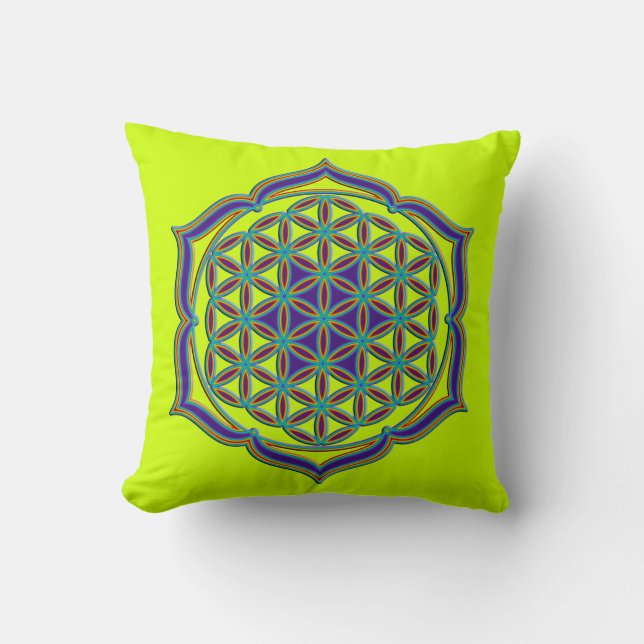 Flower Of Life / Blume des Lebens - Lotus Contour Throw Pillow (Front)
