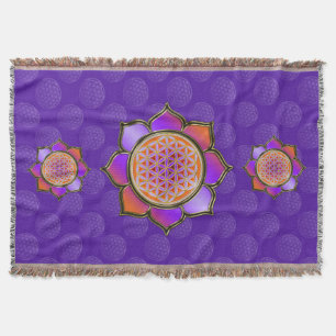 Flower of Life / Blume des Lebens - Lotus violet Throw Blanket