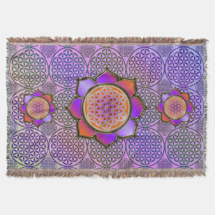 Flower of Life / Blume des Lebens - Lotus violet Throw Blanket