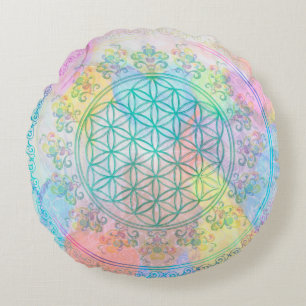 Flower Of Life / Blume des Lebens - love hearts Round Pillow