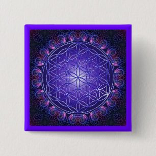 FLOWER OF LIFE / Blume des Lebens Mandala I Square 2 Inch Square Button