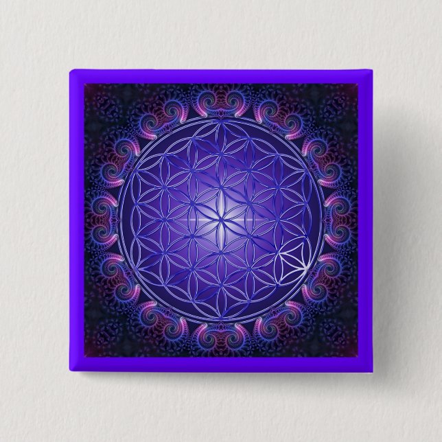 FLOWER OF LIFE / Blume des Lebens Mandala I Square 2 Inch Square Button (Front)