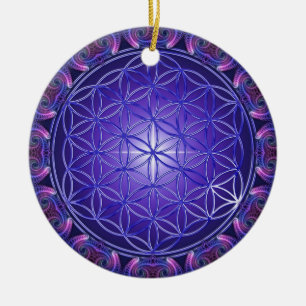 FLOWER OF LIFE / Blume des Lebens Mandala I Square Ceramic Ornament