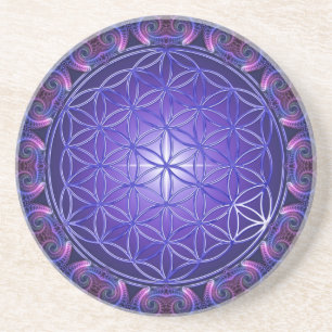 FLOWER OF LIFE / Blume des Lebens Mandala I Square Coaster