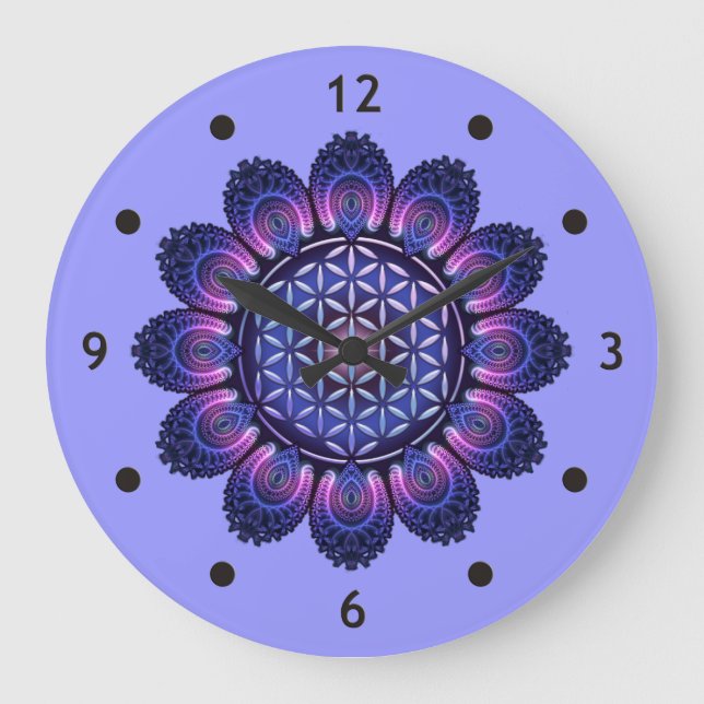 FLOWER OF LIFE / Blume des Lebens - Mandala II Large Clock (Front)