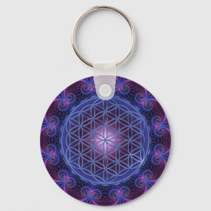 FLOWER OF LIFE/Blume des Lebens Mandala II Square Keychain