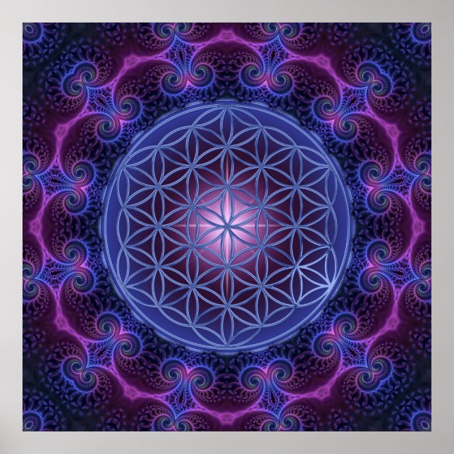 FLOWER OF LIFE/Blume des Lebens Mandala II Square Poster (Front)