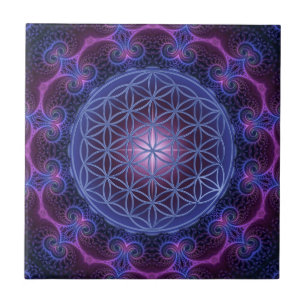 FLOWER OF LIFE/Blume des Lebens Mandala II Square Tile
