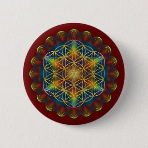 FLOWER OF LIFE / Blume des Lebens - Mandala III 2 Inch Round Button