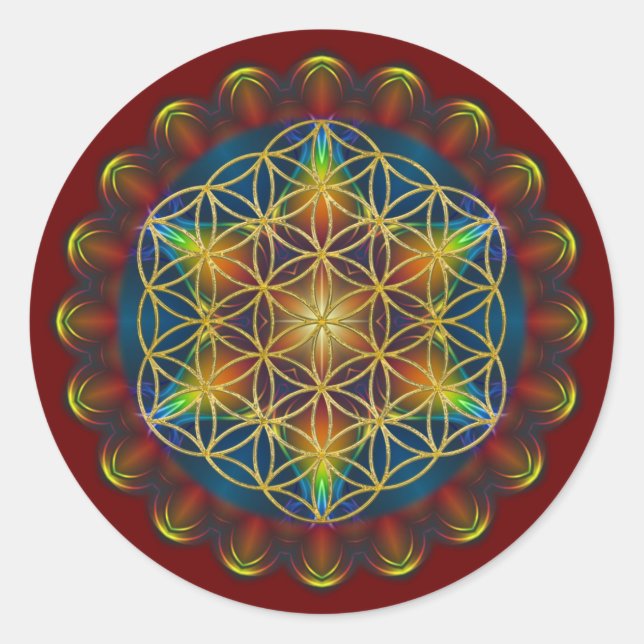 FLOWER OF LIFE / Blume des Lebens - Mandala III Classic Round Sticker (Front)