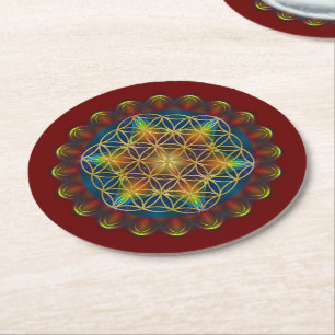 Flower Of Life / Blume des Lebens - Mandala III Round Paper Coaster