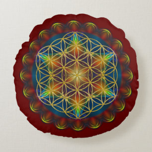 Flower Of Life / Blume des Lebens - Mandala III Round Pillow