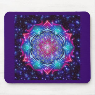 FLOWER OF LIFE/Blume des Lebens Mandala IV Square Mouse Pad