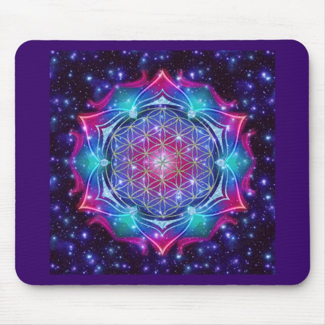 FLOWER OF LIFE/Blume des Lebens Mandala IV Square Mouse Pad (Front)