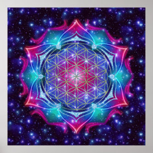 FLOWER OF LIFE/Blume des Lebens Mandala IV Square Poster
