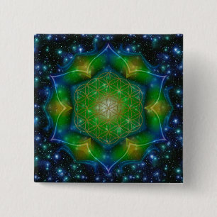 FLOWER OF LIFE/Blume des Lebens Mandala V Square 2 Inch Square Button