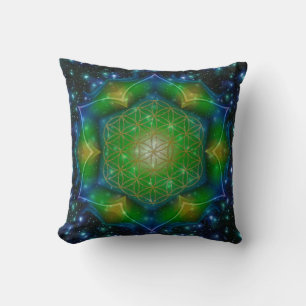 FLOWER OF LIFE/Blume des Lebens Mandala V Square Throw Pillow