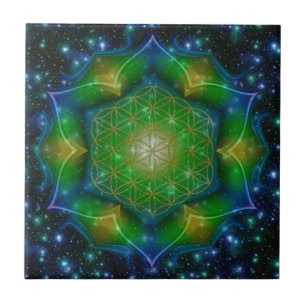 FLOWER OF LIFE/Blume des Lebens Mandala V Square Tile