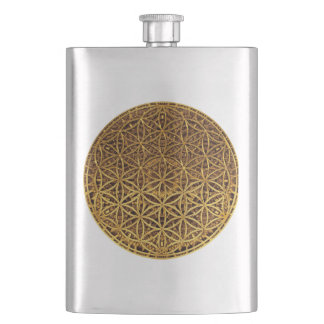 Flower Of Life / Blume des Lebens - medal gold Hip Flask