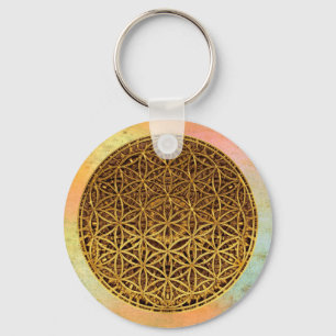Flower Of Life / Blume des Lebens - medal gold Keychain