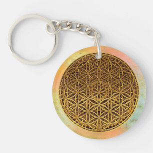 Flower Of Life / Blume des Lebens - medal gold Keychain