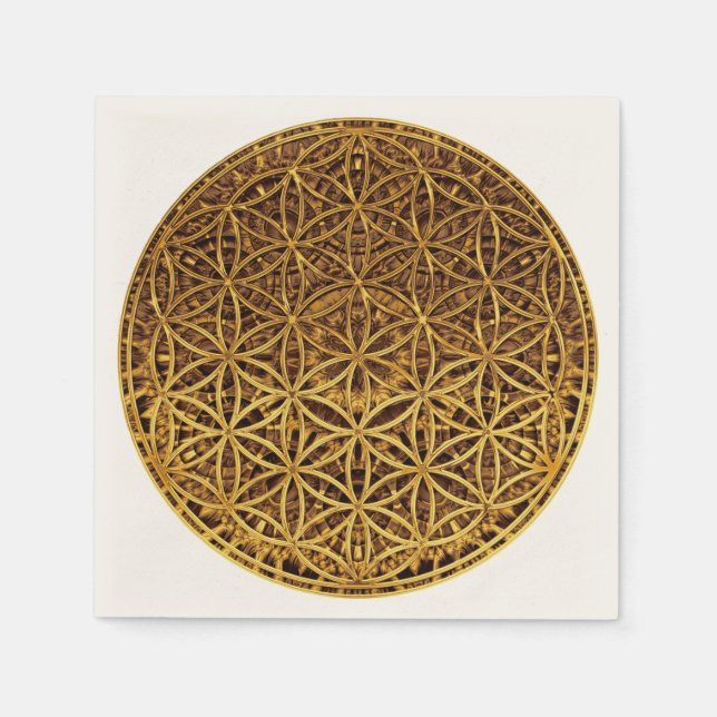 Flower Of Life / Blume des Lebens - medal gold Napkin (Front)