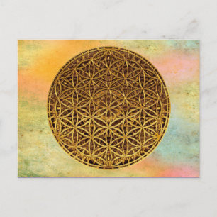 Flower Of Life / Blume des Lebens - medal gold Postcard