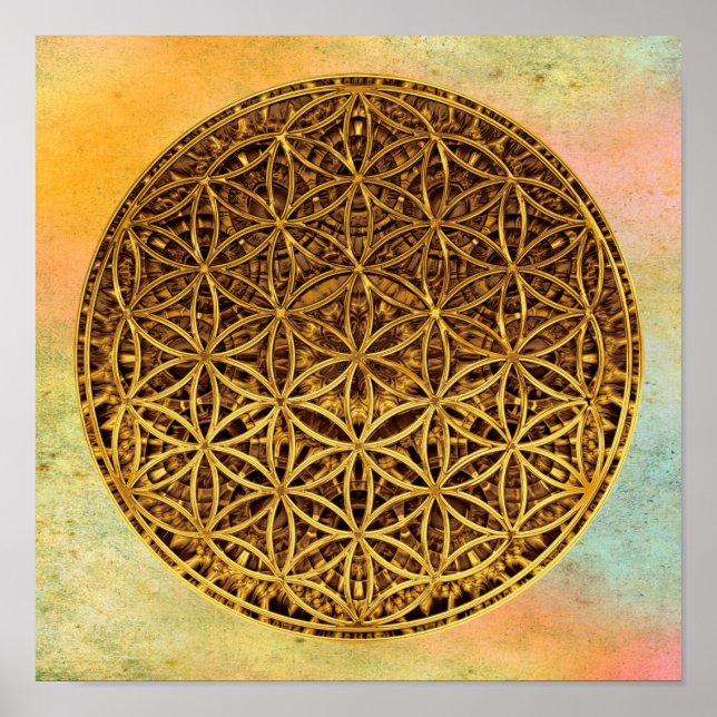 Flower Of Life / Blume des Lebens - medal gold Poster (Front)