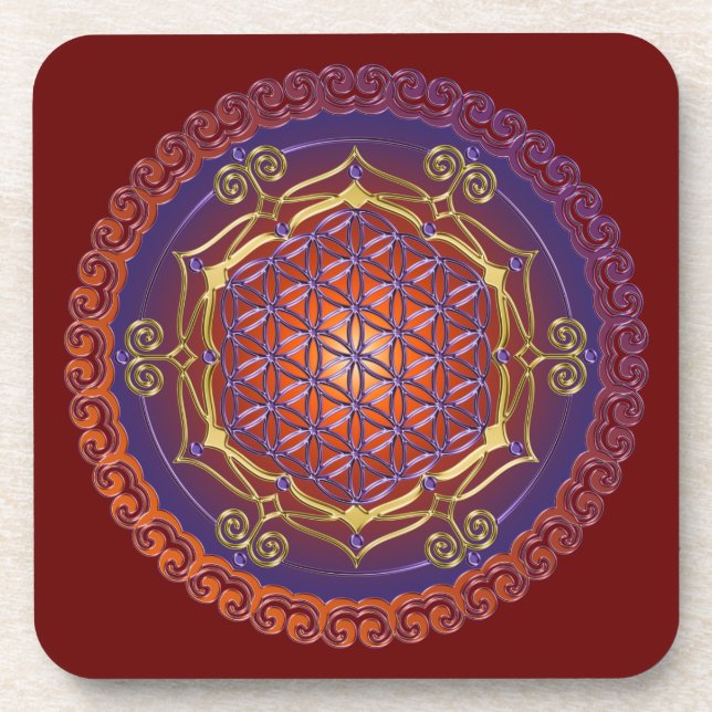 FLOWER OF LIFE / Blume des Lebens - Ornament I Coaster (Front)