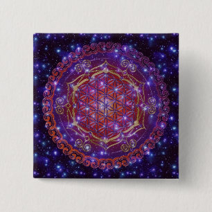 FLOWER OF LIFE/Blume des Lebens Ornament I Square 2 Inch Square Button