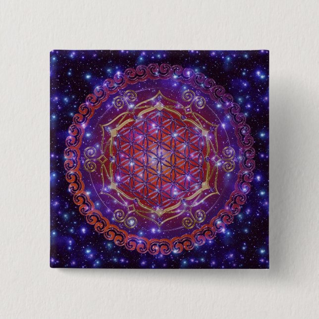FLOWER OF LIFE/Blume des Lebens Ornament I Square 2 Inch Square Button (Front)