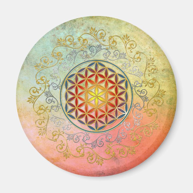 Flower of Life / Blume des Lebens - Ornament IV BG Magnet (Front)