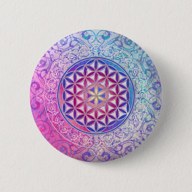 Flower Of Life / Blume des Lebens - Ornament V 2 Inch Round Button (Front)