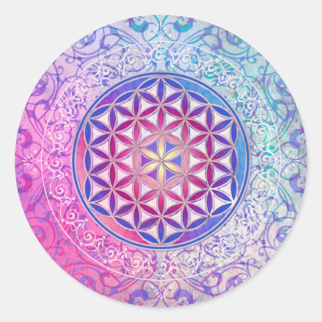 Flower Of Life / Blume des Lebens - Ornament V Classic Round Sticker (Front)