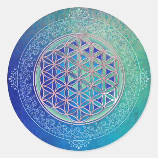 Flower Of Life / Blume des Lebens - Ornament VI Classic Round Sticker (Front)