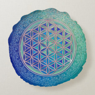 Flower Of Life / Blume des Lebens - Ornament VI Round Pillow