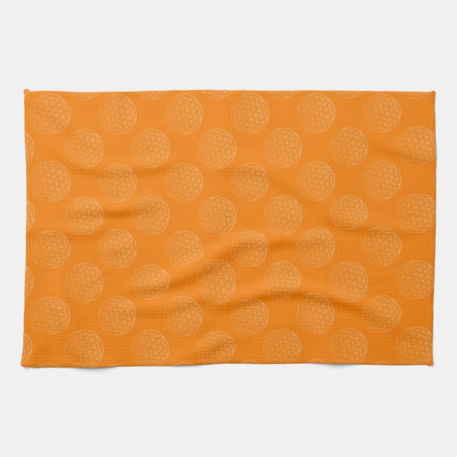 Flower Of Life / Blume des Lebens - pattern orange Kitchen Towel (Horizontal)