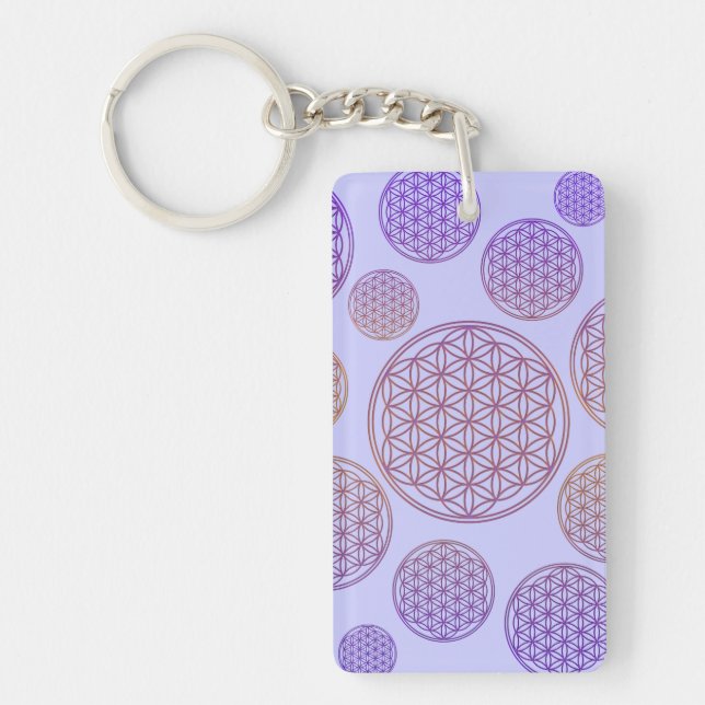 Flower of Life / Blume des Lebens - pattern violet Keychain (Front)