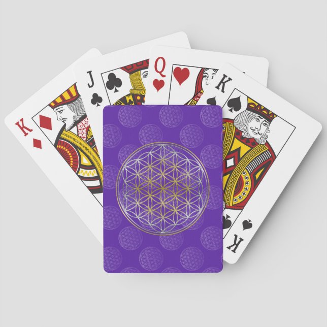 Flower Of Life / Blume des Lebens - pattern violet Playing Cards (Back)