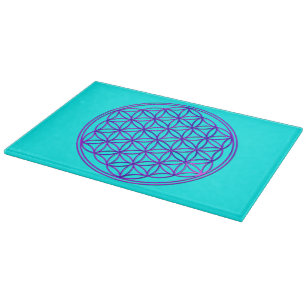 Flower of Life / Blume des Lebens - pink blue Cutting Board