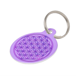 Flower of Life / Blume des Lebens - pink blue Pet Tag